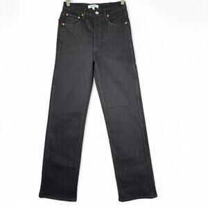 RE/DONE High Rise Stove Pipe Jeans Black Size 25 Straight Leg NWT